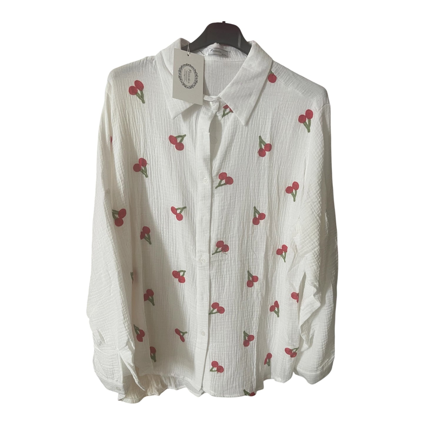 Chemise petits cœurs en gaz de coton. Taille: 40->44